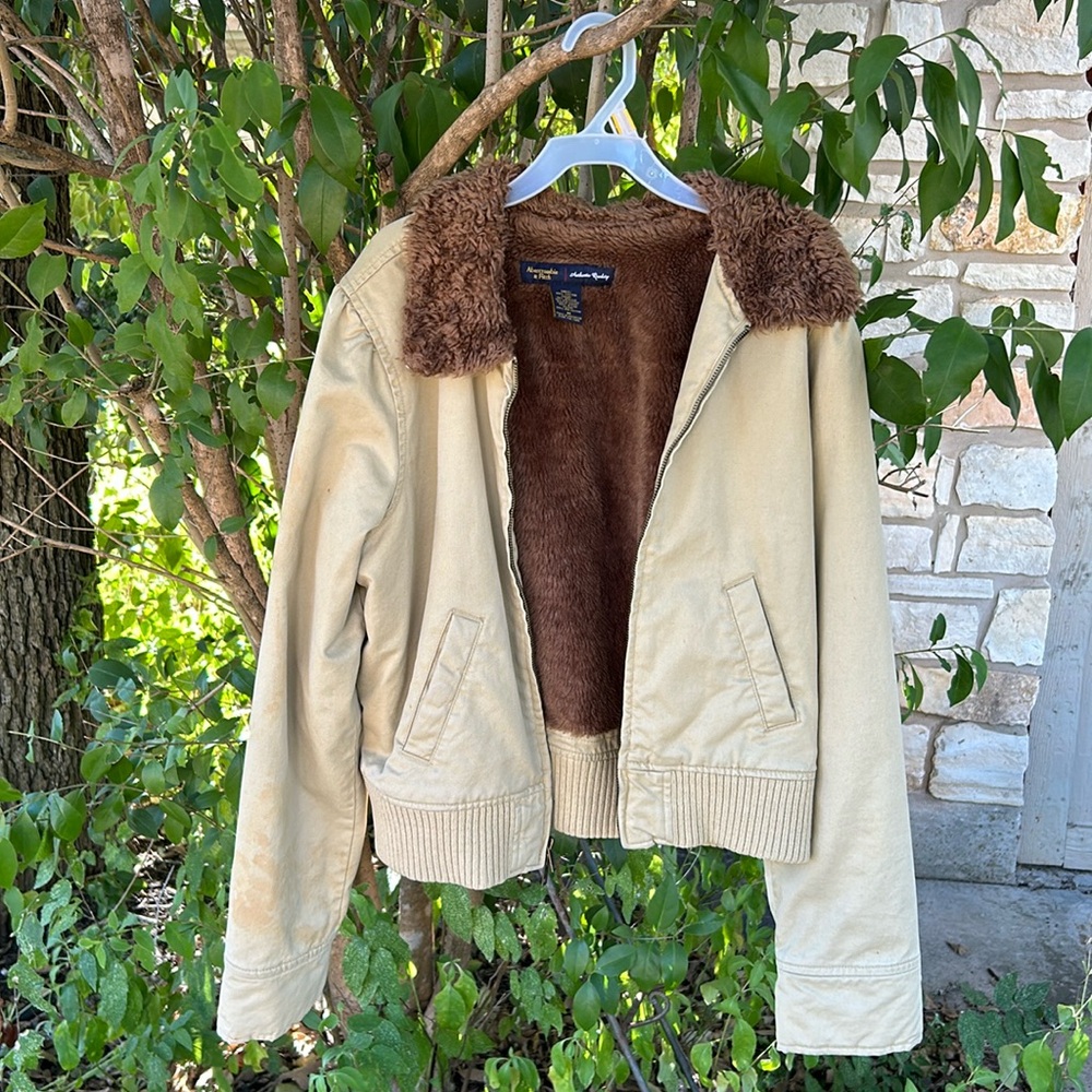 Abercrombie and Fitch M brown bomber jacket